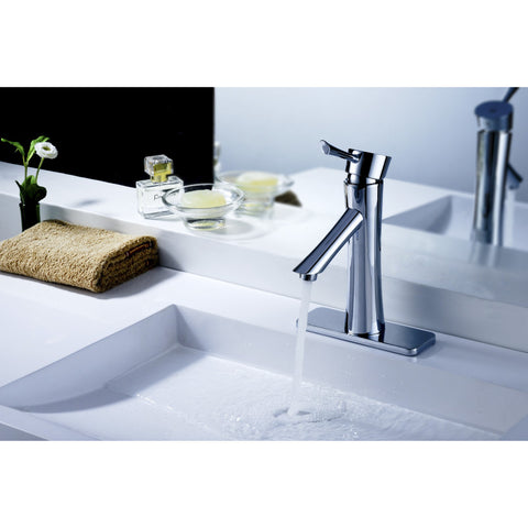 L-AZ035 - ANZZI Saga Series Single Hole Single-Handle Low-Arc Bathroom Faucet in Polished Chrome