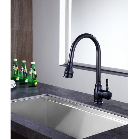 KF-AZ215ORB - ANZZI Bell Single-Handle Pull-Out Sprayer Kitchen Faucet in Oil Rubbed Bronze