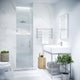 30 in. by 72 in. Frameless Hinged Shower Door in Brushed Nickel with Handle