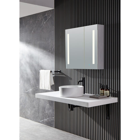 BA-LMDFVCB007AL - ANZZI Ether 28 in. x 32 in. Frameless LED Mirror Bathroom Cabinet