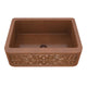 K-AZ253 - ANZZI Orchard Farmhouse Handmade Copper 30 in. 0-Hole Single Bowl Kitchen Sink with Flower Design Panel in Polished Antique Copper