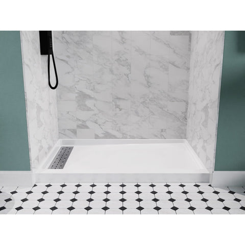 SB-AZ103L - ANZZI ALEXANDER 48 in. x 32 in. Left Drain Shower Base in White