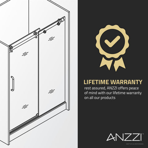 ANZZI Lone Series 60 in. by 76 in. Frameless Sliding Shower Door in Brushed Nickel with Handle