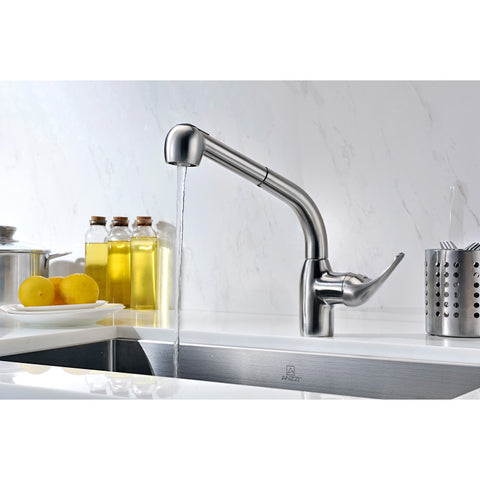 KF-AZ095 - Harbour Single-Handle Pull-Out Sprayer Kitchen Faucet in Brushed Nickel