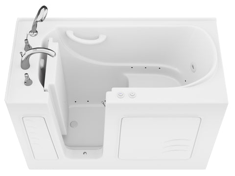 ANZZI Value Series 26 in. x 53 in. Left Drain Quick Fill Walk-In Whirlpool and Air Tub in White