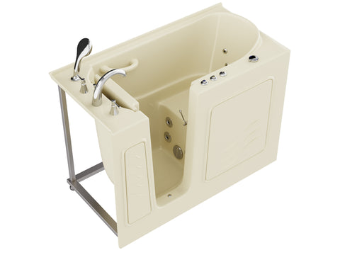 ANZZI Coupe Series 26 in. x 53 in. Left Drain Quick Fill Walk-In Whirlpool Tub with Powered Fast Drain in Biscuit