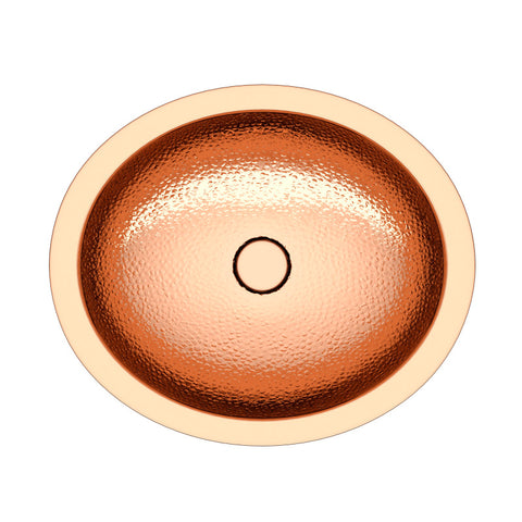 ANZZI Seyhan 19 in. Handmade Drop-in Oval Bathroom Sink in Hammered Copper