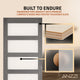 Frasassi Series 36 in. x 84 in. Light Wood MDF Interior Sliding Barn Door with Frosted Glass and Hardware Kit in Matte Black