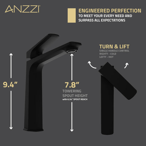 ANZZI Single Handle Single Hole Bathroom Vessel Sink Faucet With Pop-up Drain