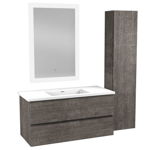 VT-MR3SCCT39-GY - ANZZI 39 in. W x 20 in. H x 18 in. D Bath Vanity Set in Rich Gray with Vanity Top in White with White Basin and Mirror