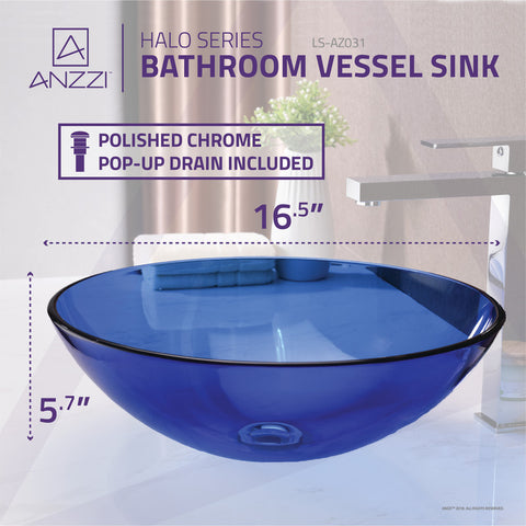 ANZZI Halo Series Vessel Sink in Blue