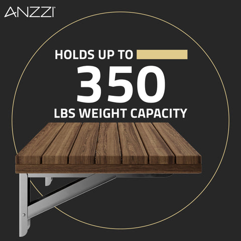 ANZZI Goreme 16.93 in. Teak Wall Mounted Folding Shower Seat