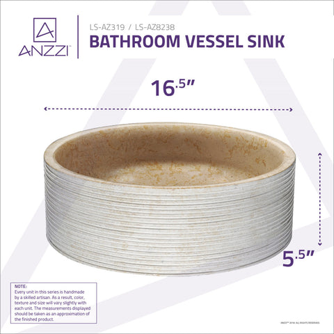 ANZZI Stoic Crown Natural Stone Vessel Sink in Classic Cream