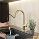 Modern 16 in. 1-Handle Touchless Pull-Down Kitchen Faucet in Satin Brass with Motion Sensor and Dual Spray Modes