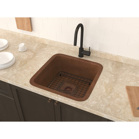 SK-026 - ANZZI Malta Drop-in Handmade Copper 19 in. 0-Hole Single Bowl Kitchen Sink in Hammered Antique Copper