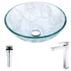 LSAZ065-096 - ANZZI Vieno Series Deco-Glass Vessel Sink in Crystal Clear Floral with Enti Faucet in Chrome