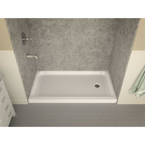 SB-AZ03RD - ANZZI Tier 32 x 60  in. Right Drain Single Threshold Shower Base in White