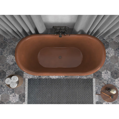 ANZZI Theodosius 68 in. Handmade Copper Double Slipper Flatbottom Non-Whirlpool Bathtub in Polished Antique Copper