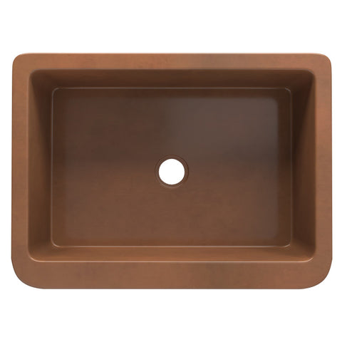 ANZZI Cilicia Farmhouse Handmade Copper 30 in. 0-Hole Single Bowl Kitchen Sink with Daisy Design Panel in Polished Antique Copper