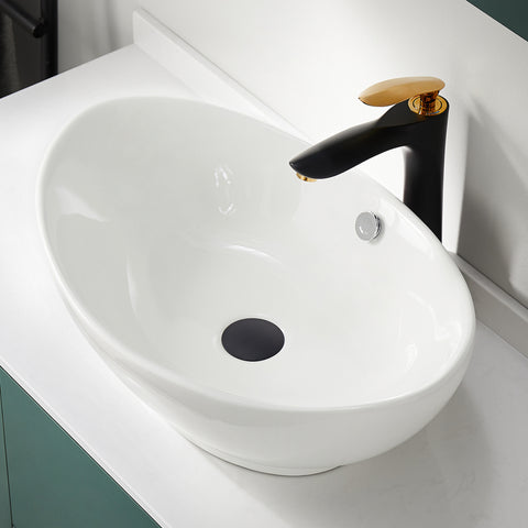 Verona Series 23 in. Ceramic Oval Vessel Bathroom Sink Basin in White