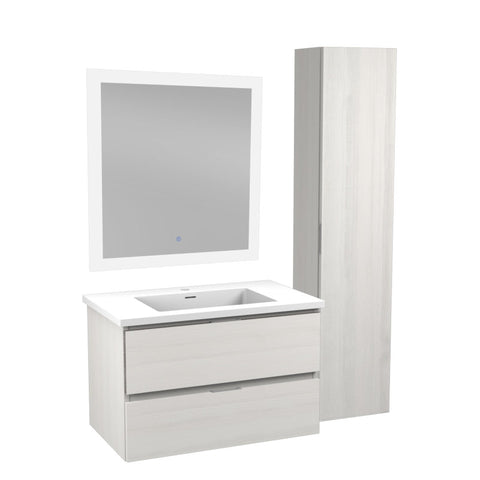 VT-MRSCCT30-WH - ANZZI 30 in. W x 18 in. D x 20 in. H Single Sink Bath Vanity Set in Rich White with White Vanity Top and Matching Mirror