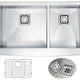 ANZZI Elysian Farmhouse Stainless Steel 33 in. 0-Hole 60/40 Double Bowl Kitchen Sink in Brushed Satin