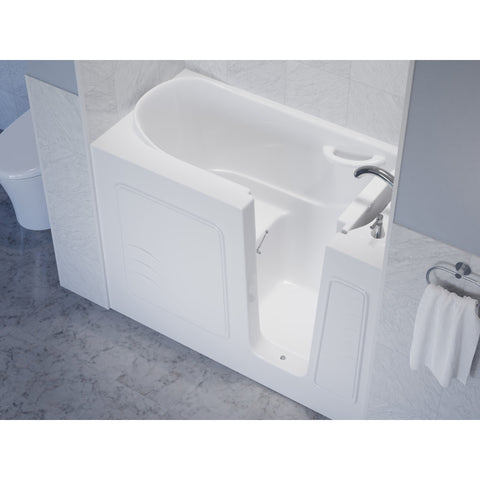 AMZ2653RWS - ANZZI 26 in. x 53 in. Right Drain Quick Fill Walk-In Soaking Tub in White