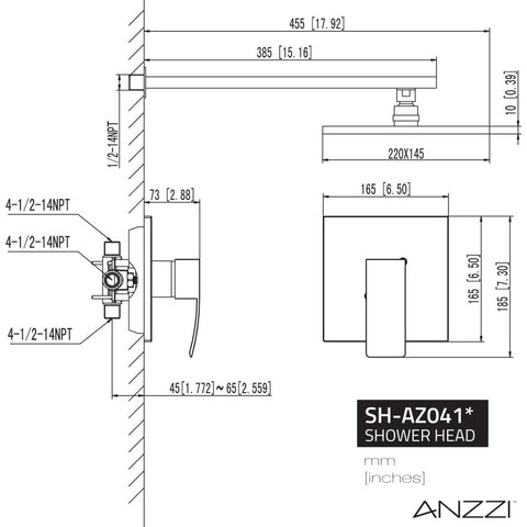 SH-AZ041BN - Viace Series 1-Spray 12.55 in. Fixed Showerhead in Brushed Nickel