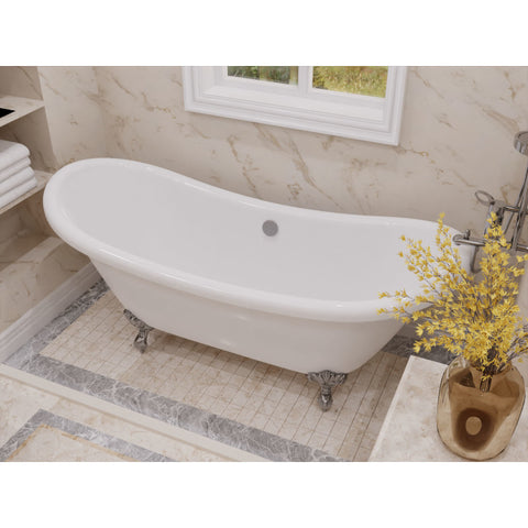 FT-CF130FAFT-CH - ANZZI 69.29” Belissima Double Slipper Acrylic Claw Foot Tub in White