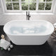 Roccia Series 61 in. x 31 in. Flat Bottom Solid Surface Freestanding Soaking Bathtub with Center Drain in Matte White