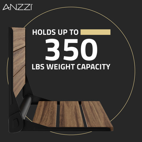 ANZZI Isle 17 in. Teak Wall Mounted Folding Shower Seat