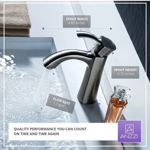 ANZZI Rhythm Series Single Hole Single-Handle Mid-Arc Bathroom Faucet