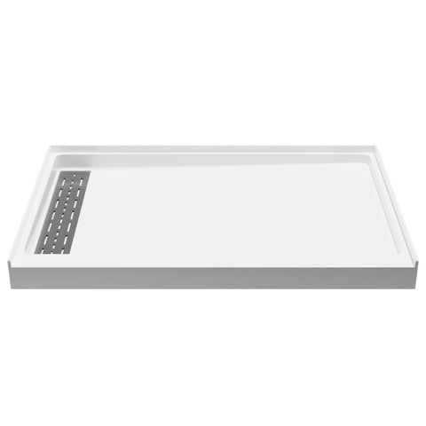 SB-AZ103L - ANZZI ALEXANDER 48 in. x 32 in. Left Drain Shower Base in White