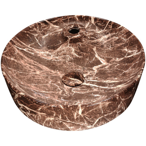 LS-AZ235 - ANZZI Marbled Series Ceramic Vessel Sink in Marbled Chocolate Finish