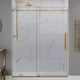 ANZZI 60" x 76" Frameless Sliding Shower Door, 3/8" TSUNAMI GUARD Glass, Exposed Rollers and RHINO ALLOY Hardware, Brushed Gold