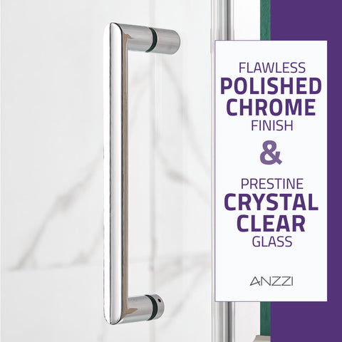 ANZZI Lancer 29 in. x 72 in. Semi-Frameless Shower Door with TSUNAMI GUARD