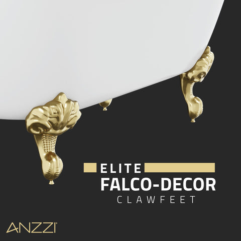 ANZZI Falco 5.8 ft. Claw Foot One Piece Acrylic Freestanding Soaking Bathtub in Glossy White with Brushed Gold Feet