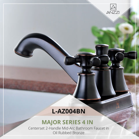 ANZZI Major Series 4 in. Centerset 2-Handle Mid-Arc Bathroom Faucet