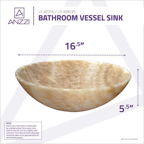 ANZZI Desert Gate Natural Stone Vessel Sink in Cream Jade