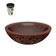 BS-010 - ANZZI Pisces 16 in. Handmade Vessel Sink in Polished Antique Copper with Floral Design Exterior