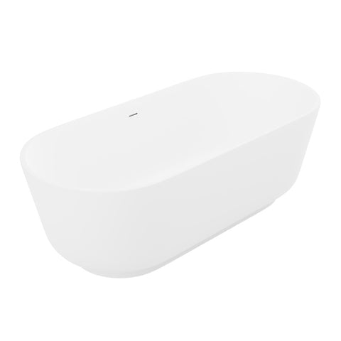 FT-AZ511 - ANZZI Sabbia Series 71 in. x 32 in. Flat Bottom Solid Surface Freestanding Soaking Bathtub with Center Drain in Matte White