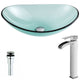 LSAZ076-097B - ANZZI Major Series Deco-Glass Vessel Sink in Lustrous Green with Key Faucet in Brushed Nickel