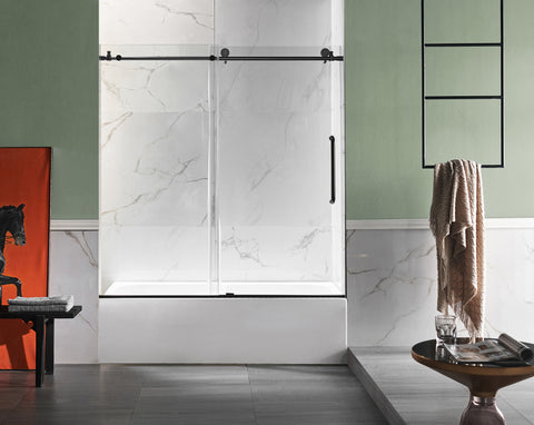 ANZZI 5 ft. Acrylic Rectangle Tub With 60 in. x 62 in. Frameless Sliding Tub Door