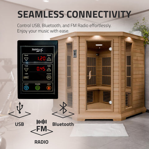 Mauritius 5-Person Carbon FAR Infrared Hemlock Wooden Indoor Home Sauna Room with LED Touch Control Panel