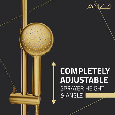 ANZZI Heavy Rainfall Stainless Steel Shower Bar with Hand Sprayer