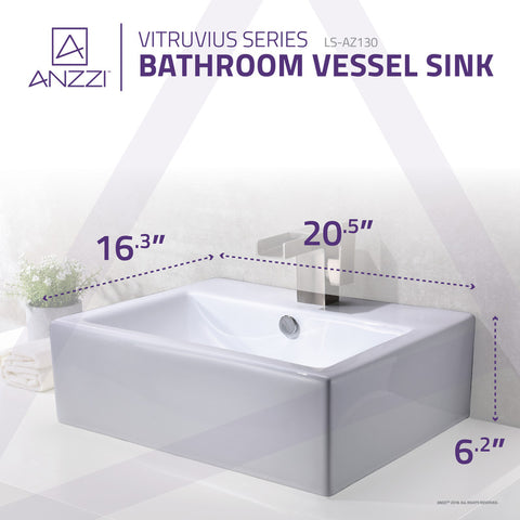 ANZZI Vitruvius Series Ceramic Vessel Sink in White