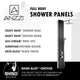 ANZZI Melody 59 in. 6-Jetted Shower Panel with Heavy Rain Shower and Spray Wand in Black Deco-Glass