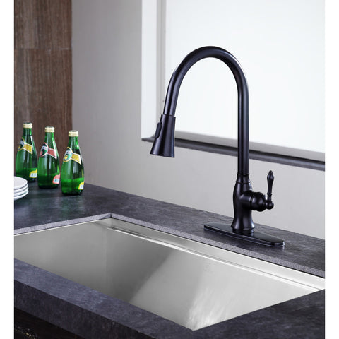 KF-AZ214ORB - ANZZI Rodeo Single-Handle Pull-Out Sprayer Kitchen Faucet in Oil Rubbed Bronze