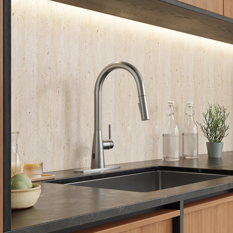 Modern 16 in. 1-Handle Touchless Pull-Down Kitchen Faucet in Brushed Nickel with Motion Sensor and Dual Spray Modes