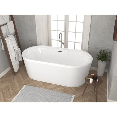 FT-AZ087 - ANZZI Jetson Series 67" Air Jetted Freestanding Acrylic Bathtub in White